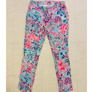 Womens Pants Size 0 Serene Blue Gypsea Floral Alina Slim Skinny Lilly Pulitzer